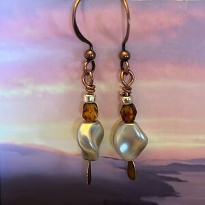 Handcrafted Swarovski Light Grey Pearl Drop Earrings